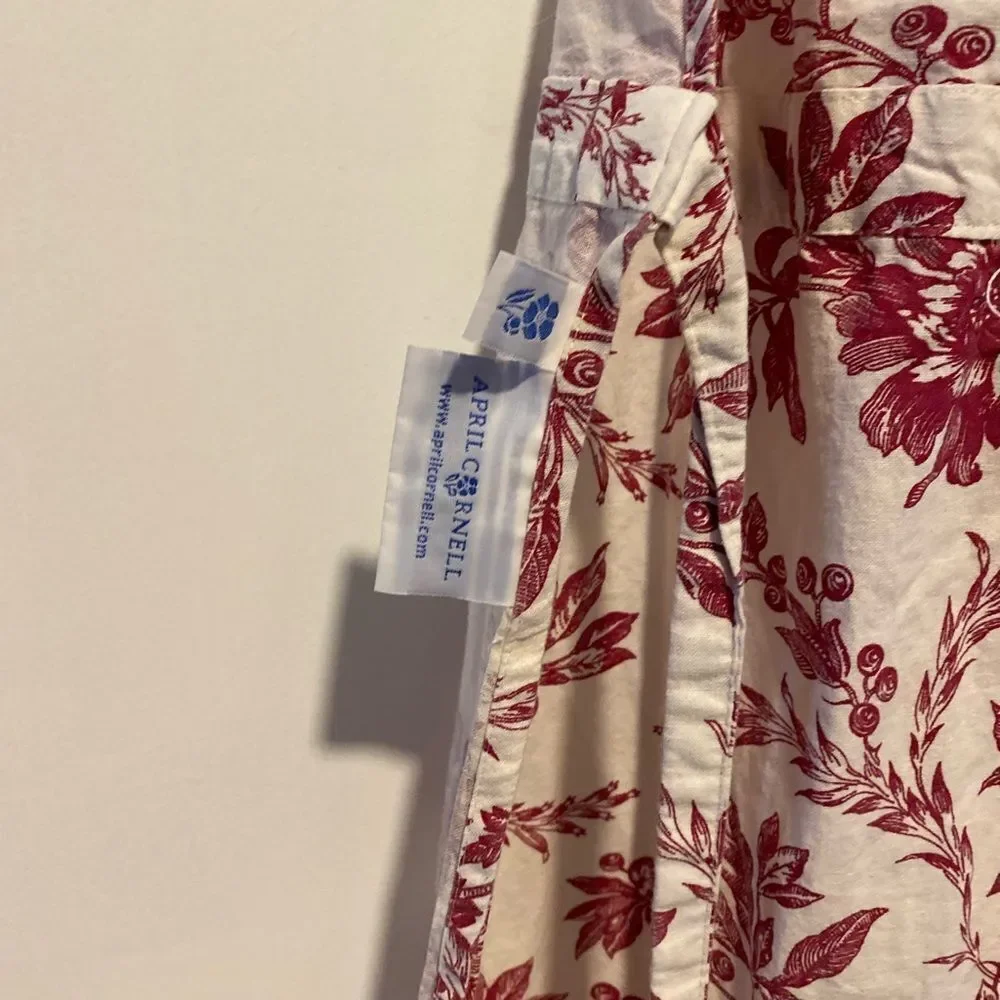 April Cornell Full Apron With Floral Antique Design Ruffled Bottom